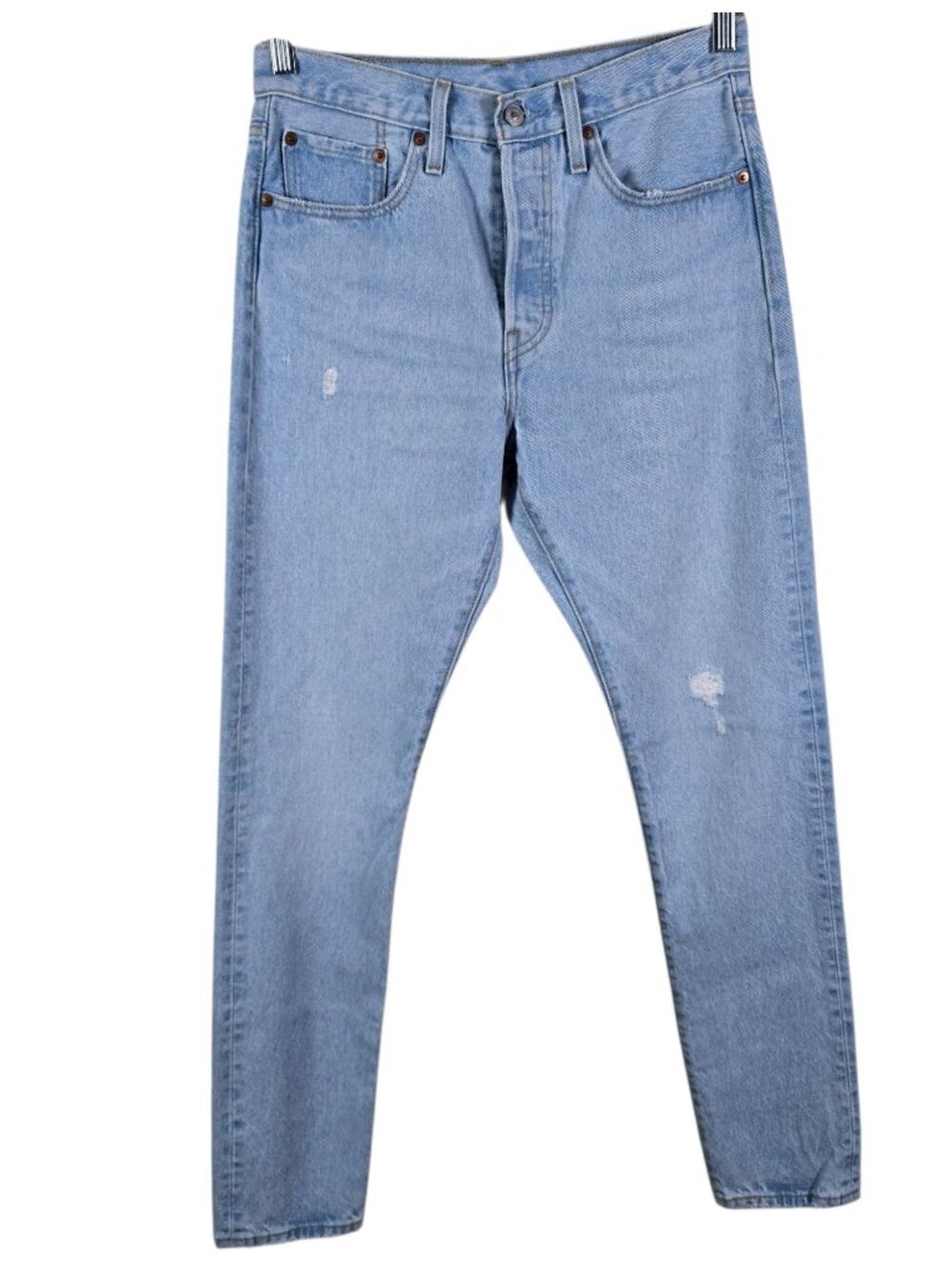 Levi's 501 Womens Distressed Light Wash Button Fly Denim Blue Jeans 27x32